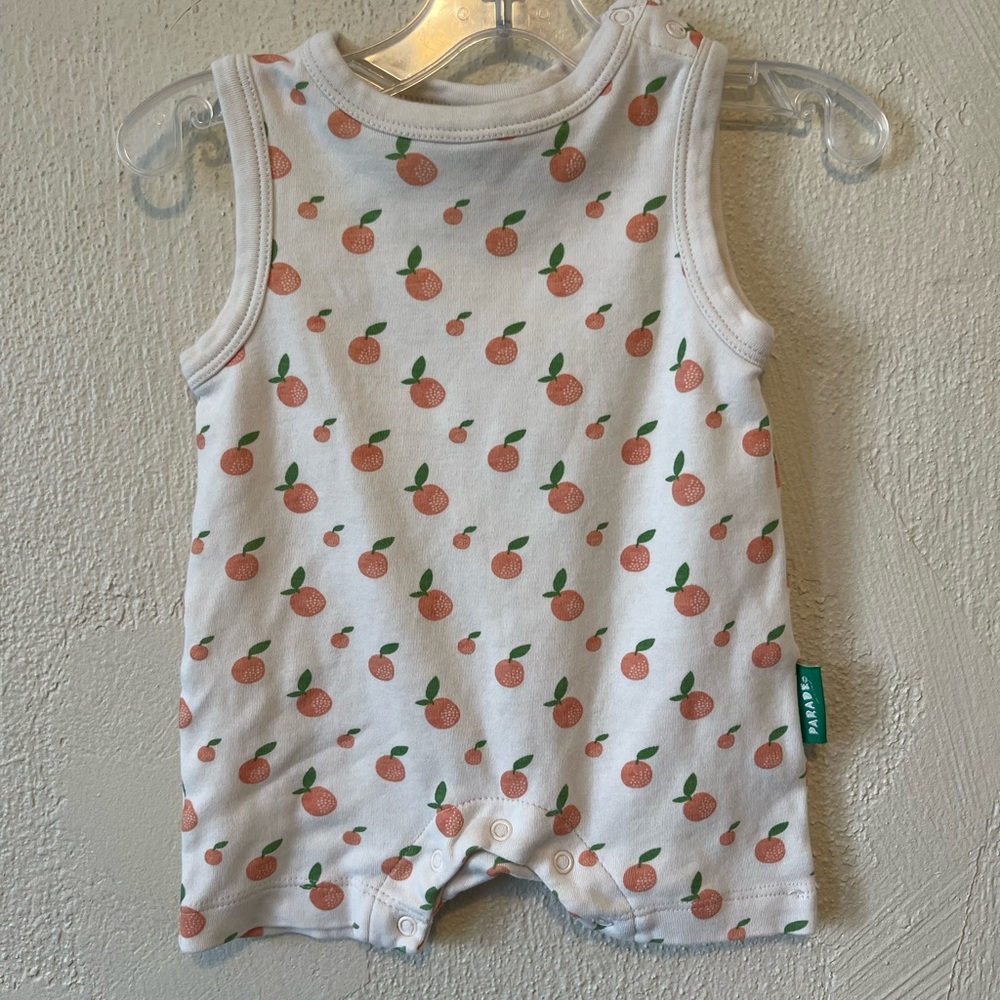 Parade Organic Cotton Romper with Peach Print